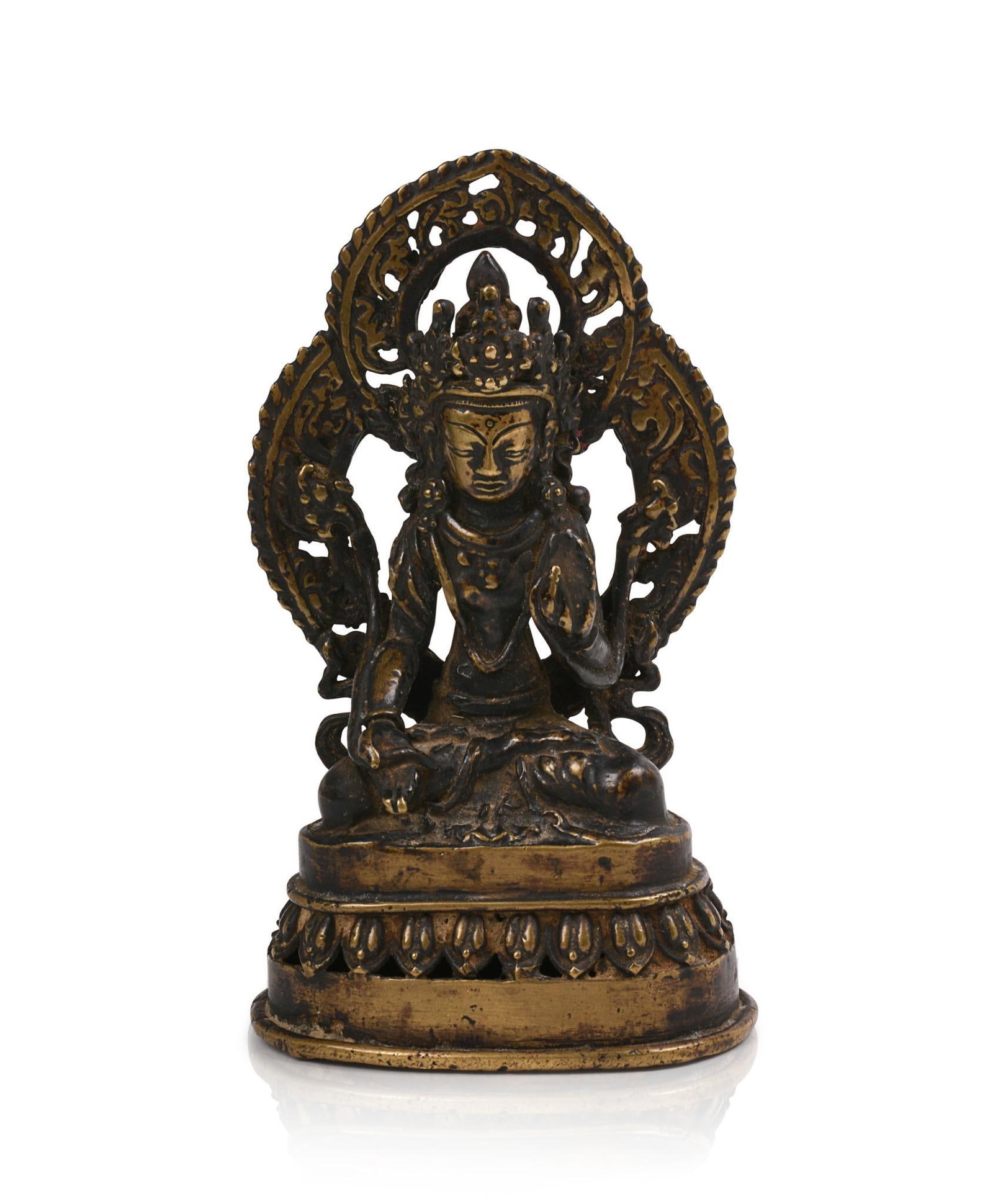Nepalese Newari Bronze Buddha Figure.: Height 6.5 inches.