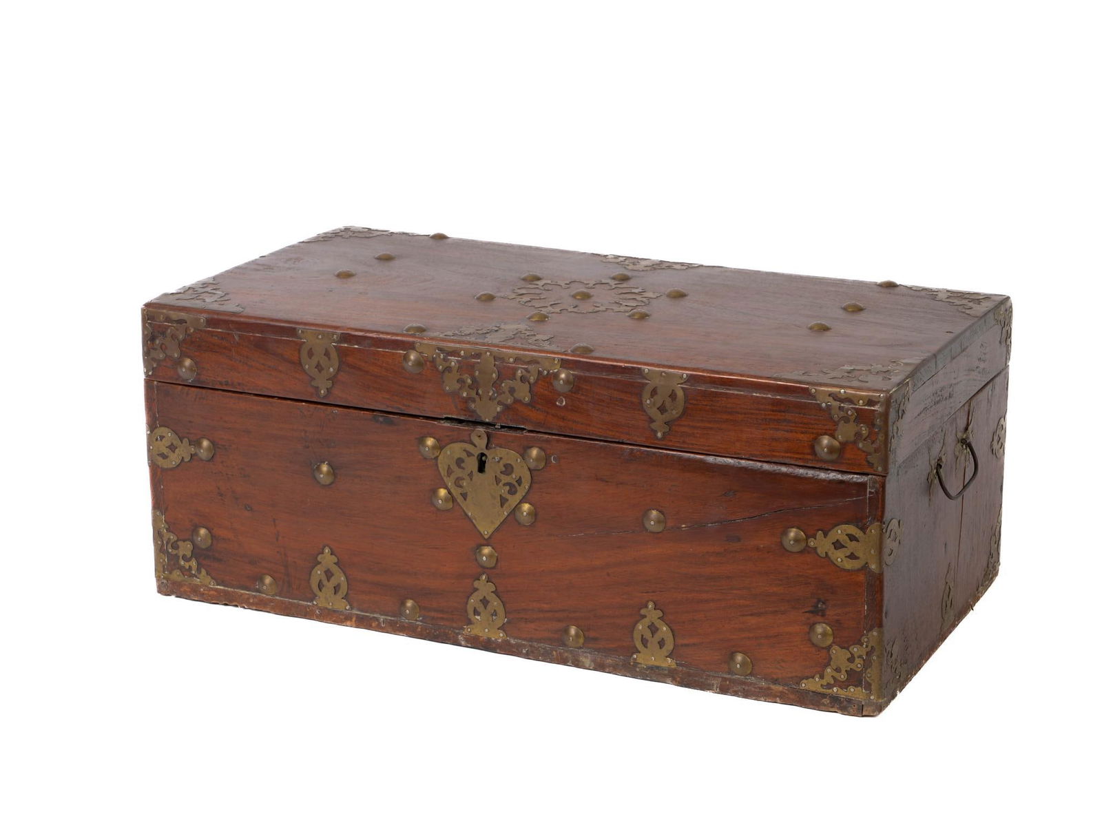 Small Dutch Colonial or Anglo-Indian Brass Bound Teakwood Box (1 of 5)