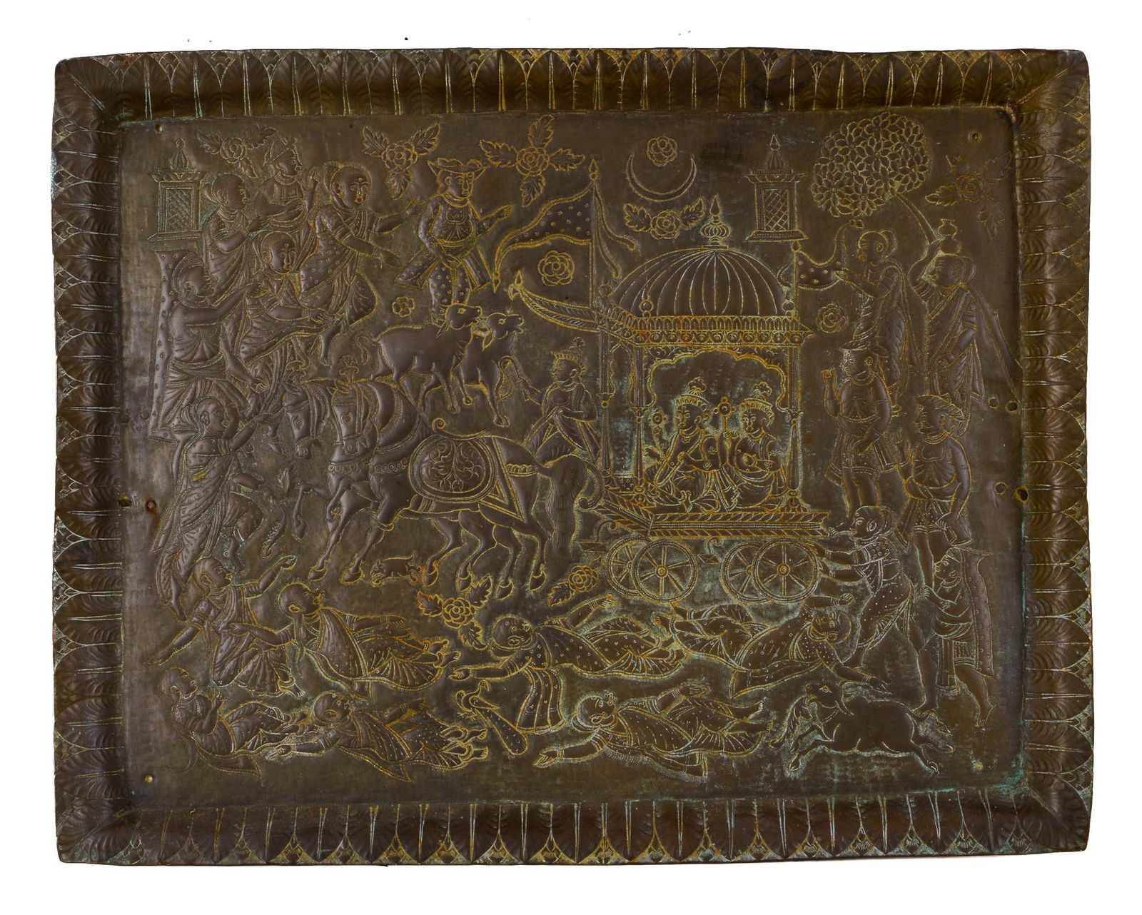 Large Indian Repousse Copper Tray (1 of 2)
