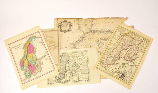 Five 18th/19th c. Maps of Sweden and Scandinavian Countries.: Including Herman Moll's ‘Sweden and Norway’ c. 1732, R. W. Seale's ‘A Correct Chart of the Baltick or East Sea’, c. 1744, Rollinson's ‘A Correct Chart of the Baltic Sea’ c. 1797, 15 x 20 i