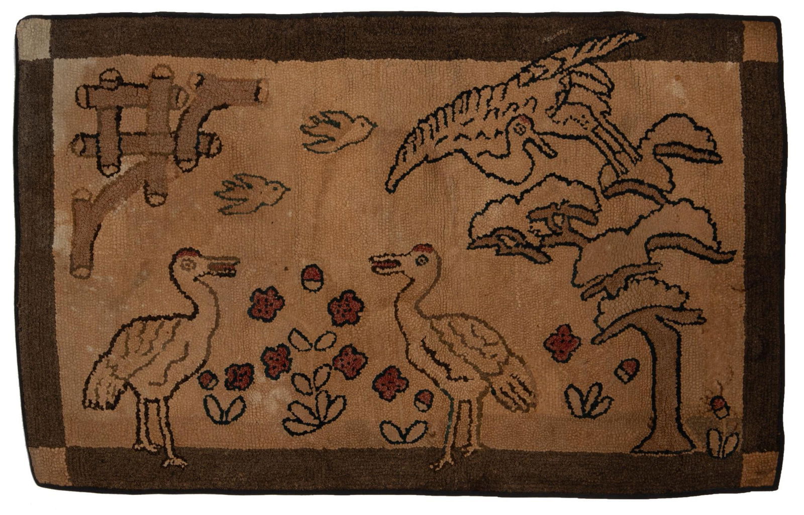 Hooked Rug With Birds. (1 of 1)