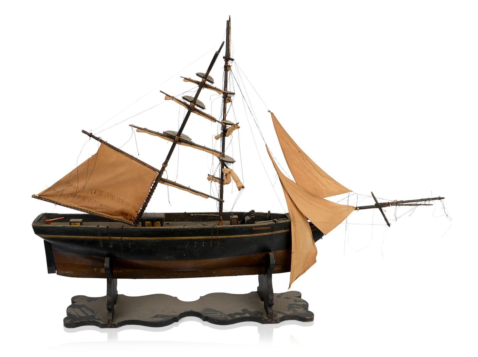 Folk Art Ship Model on Stand. (1 of 3)