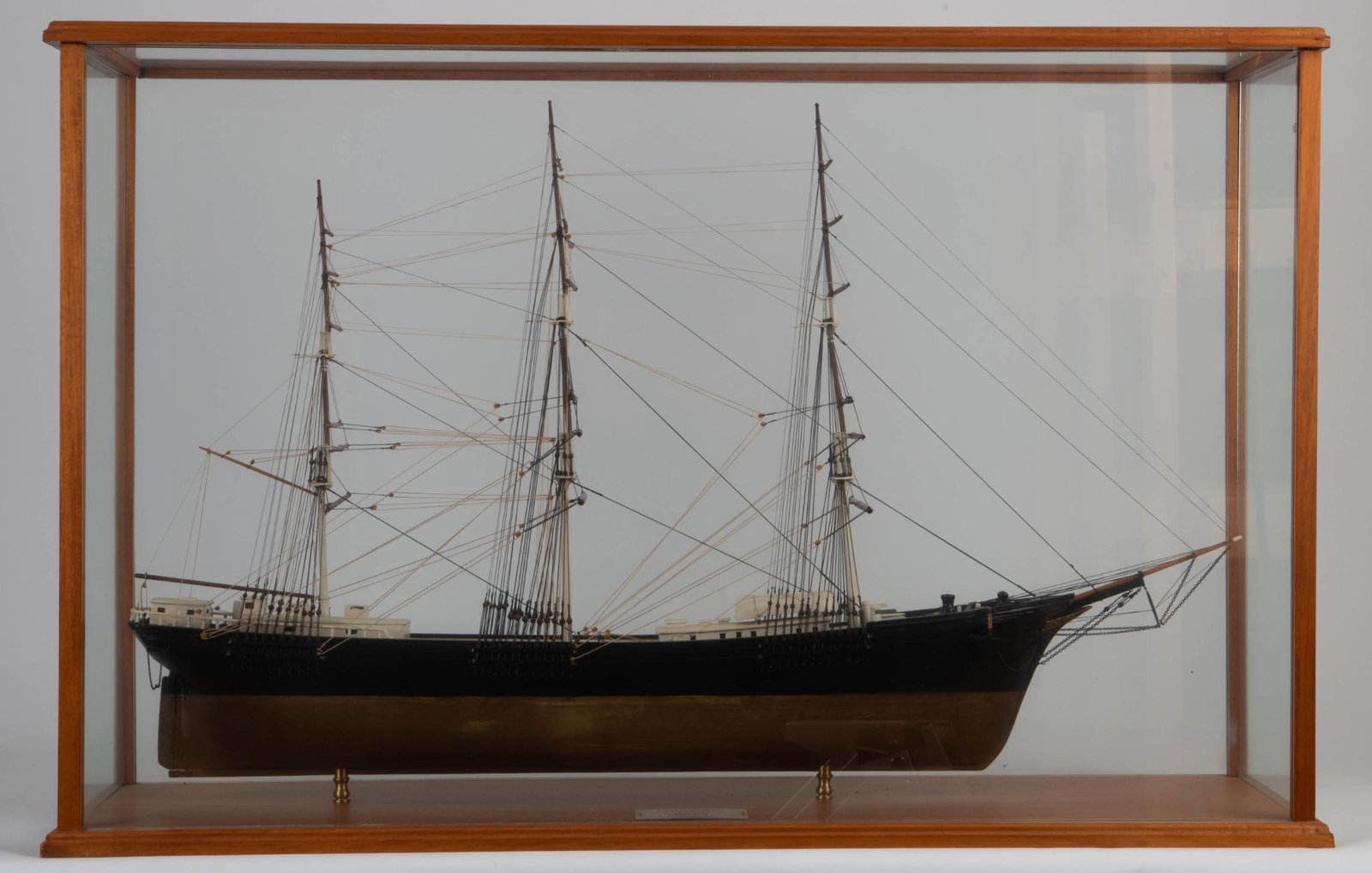 Cased Model of the I.F. Chapman.: Built Bath Maine. Length of case 44 inches.