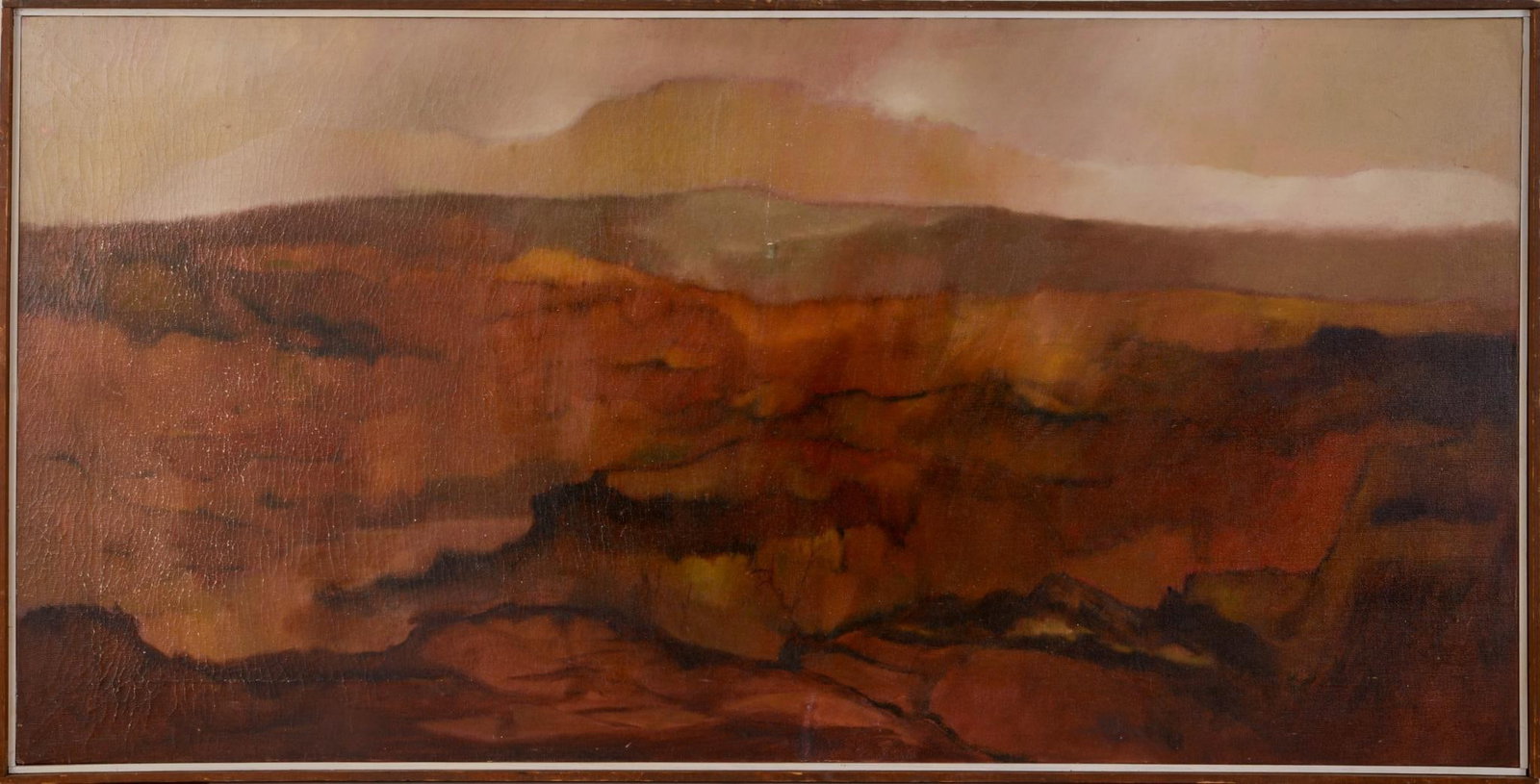 Large Mid Century Impressionist Landscape.: Oil on canvas 24 x 48 inches. Unsigned.