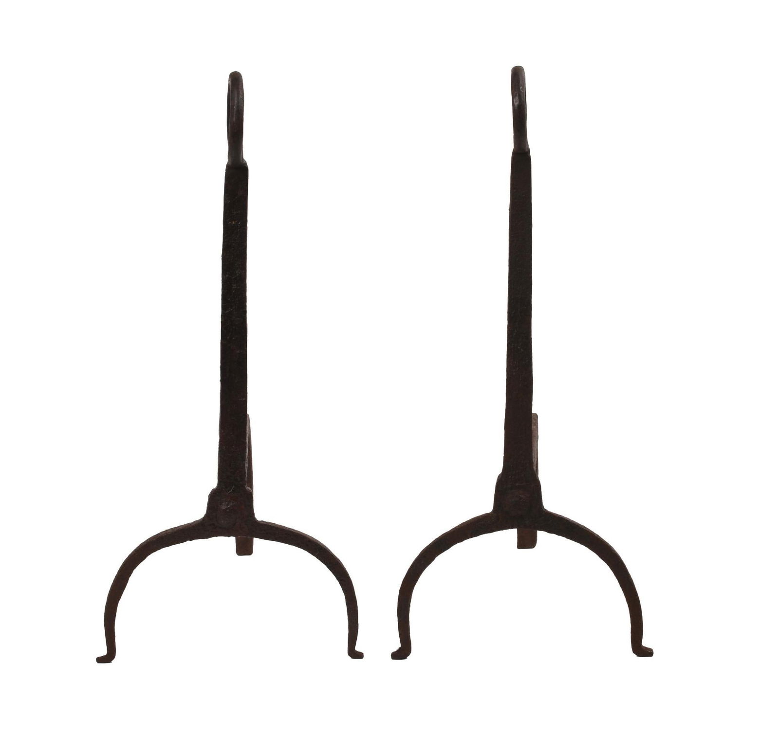 Pair of Early Wrought Iron Andirons (1 of 2)