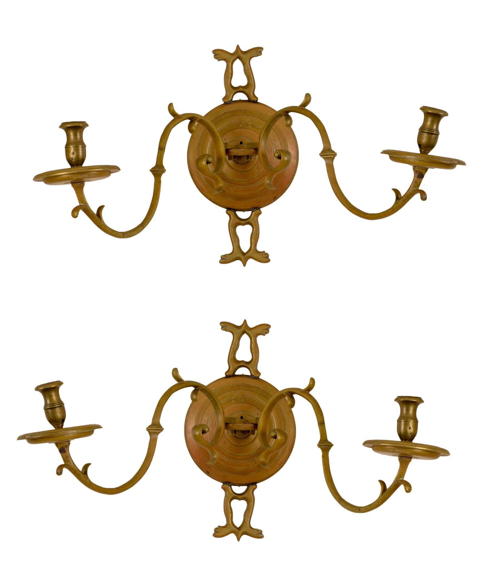 Pair of Brass Two Arm Wall Sconces. (1 of 2)
