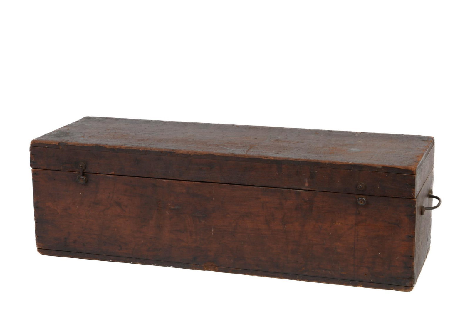 Wooden WWI Era Trunk.: Height 9 inches width 30 inches depth 10 inches.