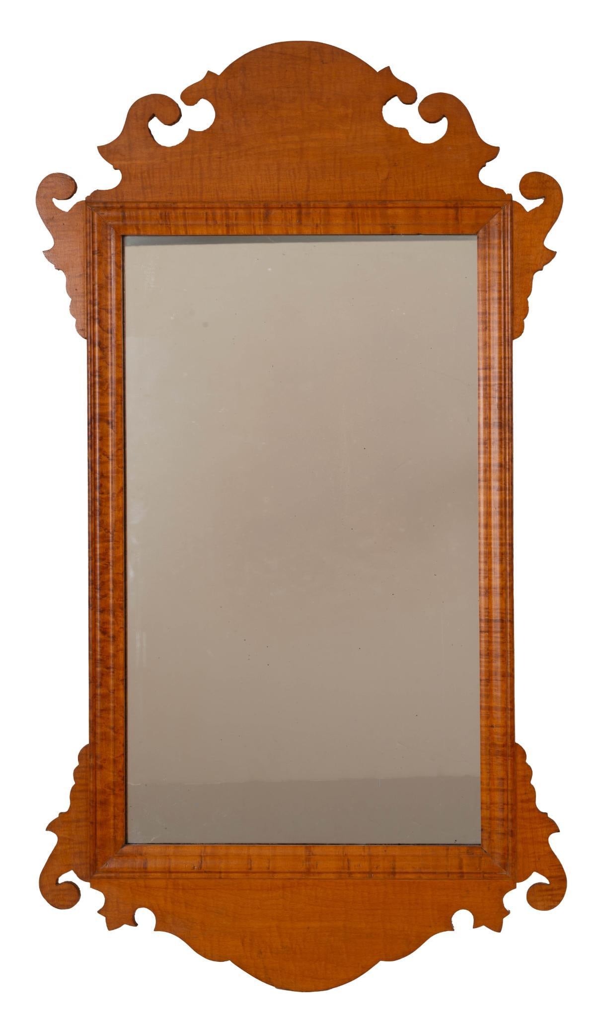 Chippendale Style Tiger Maple Mirror. (1 of 2)