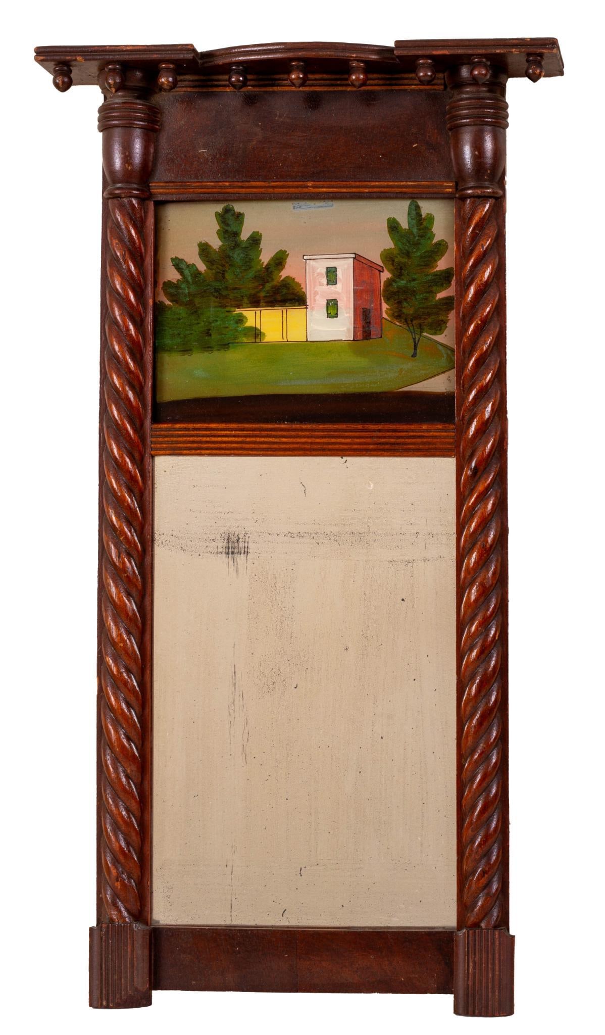 Early 19th C Mahogany Federal Mirror (1 of 2)