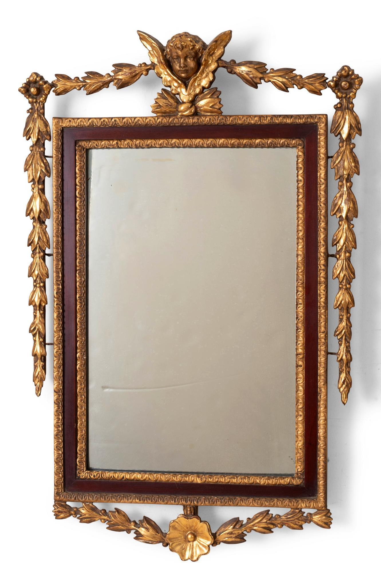 Early 19th C Chippendale Mahogany & Gilt Mirror. (1 of 2)