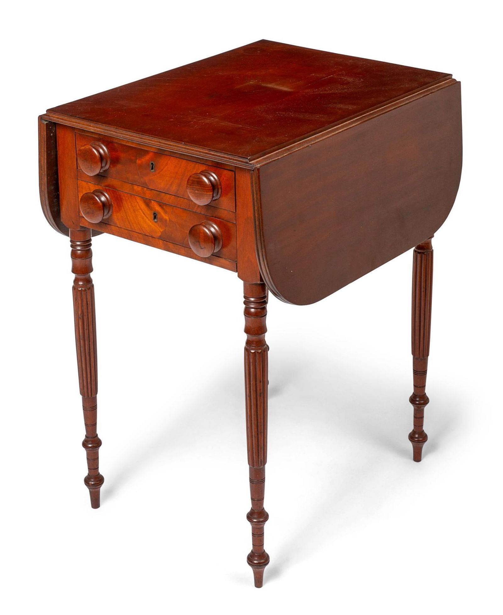 Early 19th C Mahogany Federal Two Drawer Stand. (1 of 2)