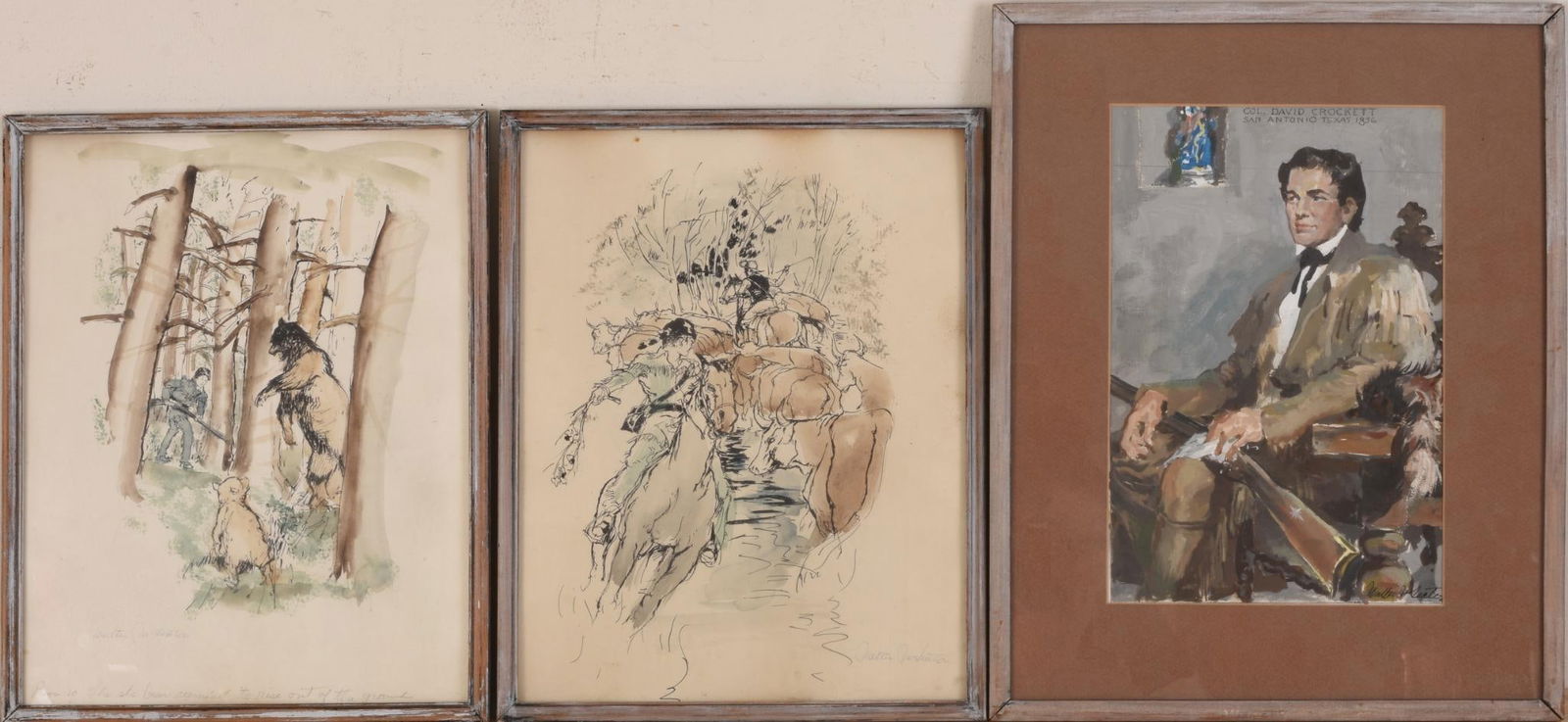 Walter Wallace Seaton (1895 - 1957). Three Davy Crocket Illustrations. (1 of 5)