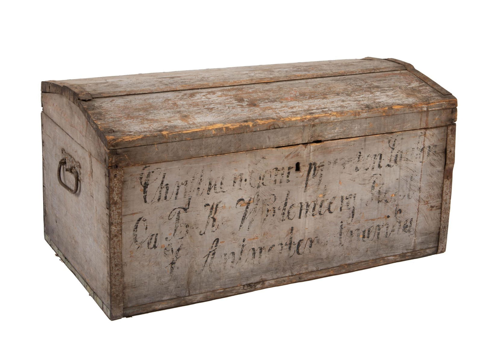 Dome Top Sea Chest In Gray Paint. Auction