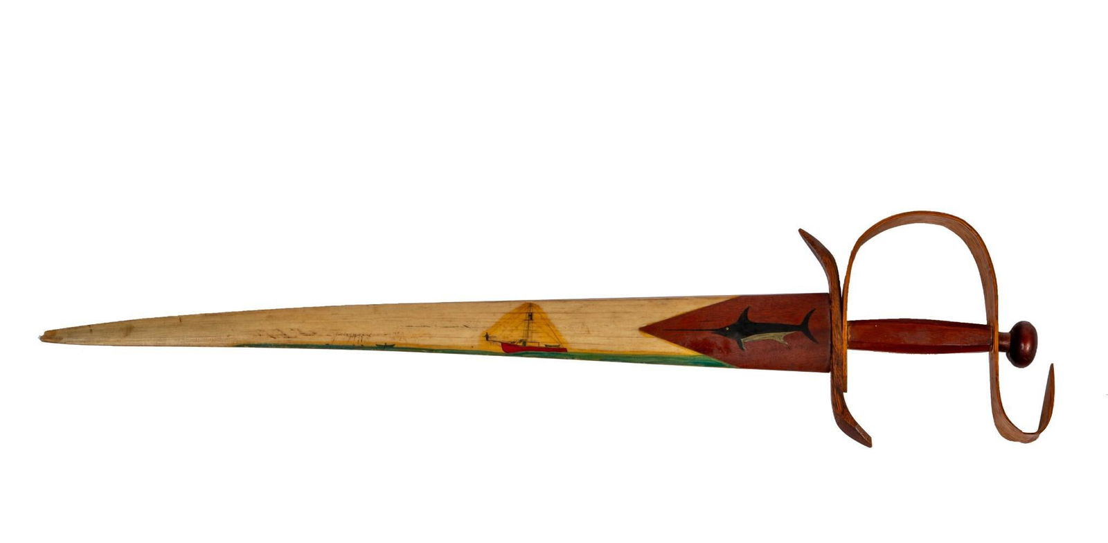 Polychrome Painted Swordfish Bill Sword. (1 of 3)