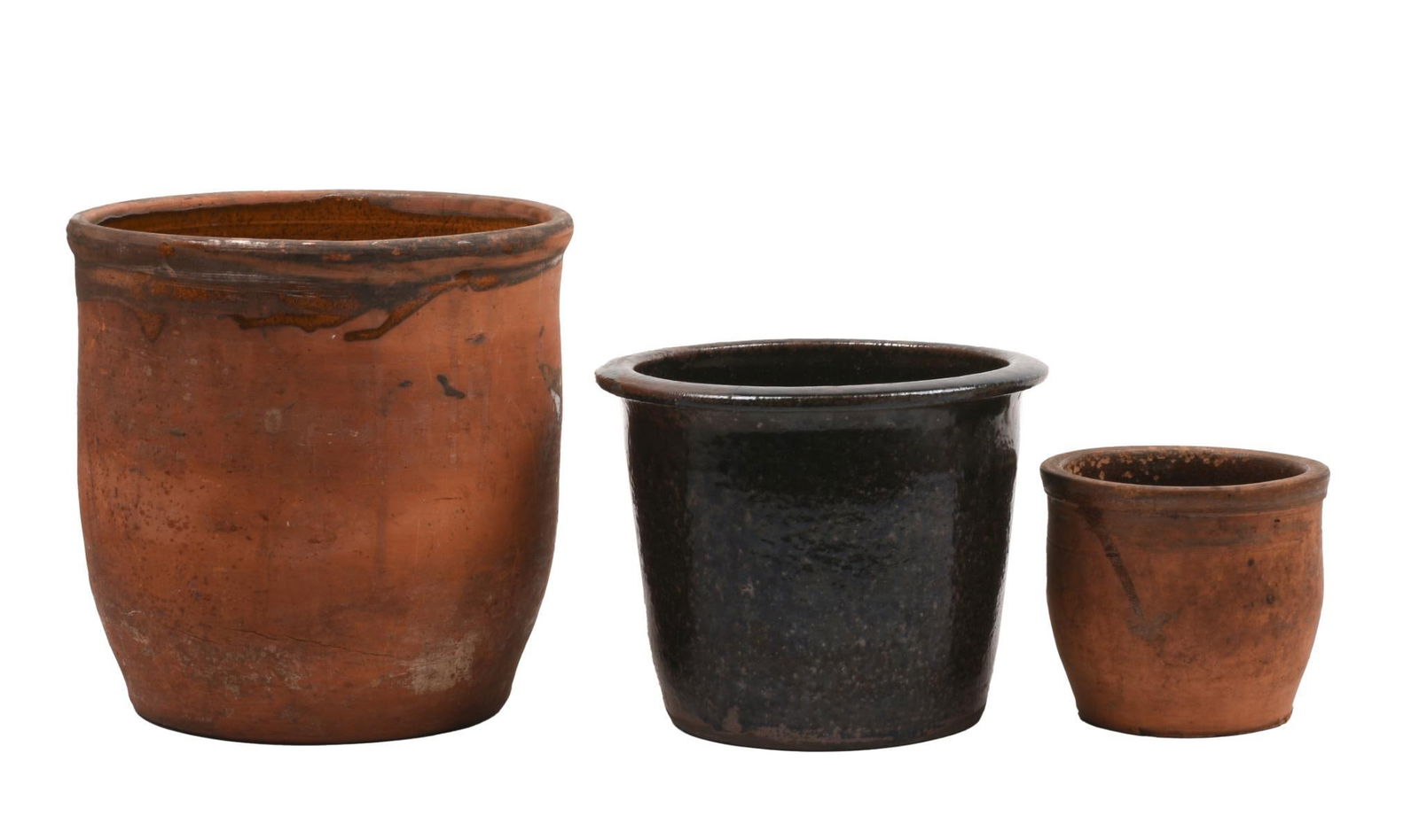 Three Redware Pots. (1 of 3)