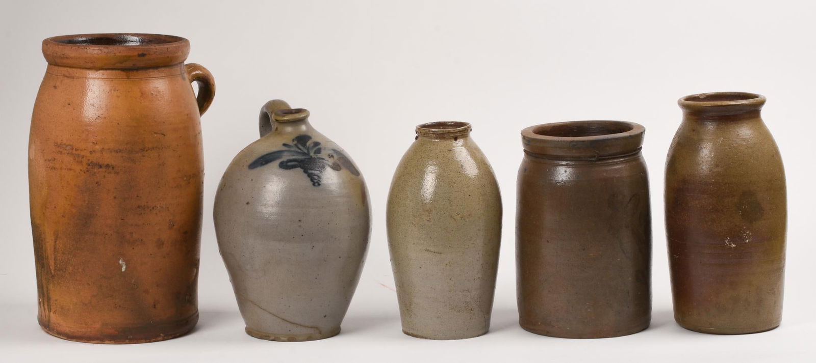 Five Stoneware Jugs and Crocks. (1 of 3)