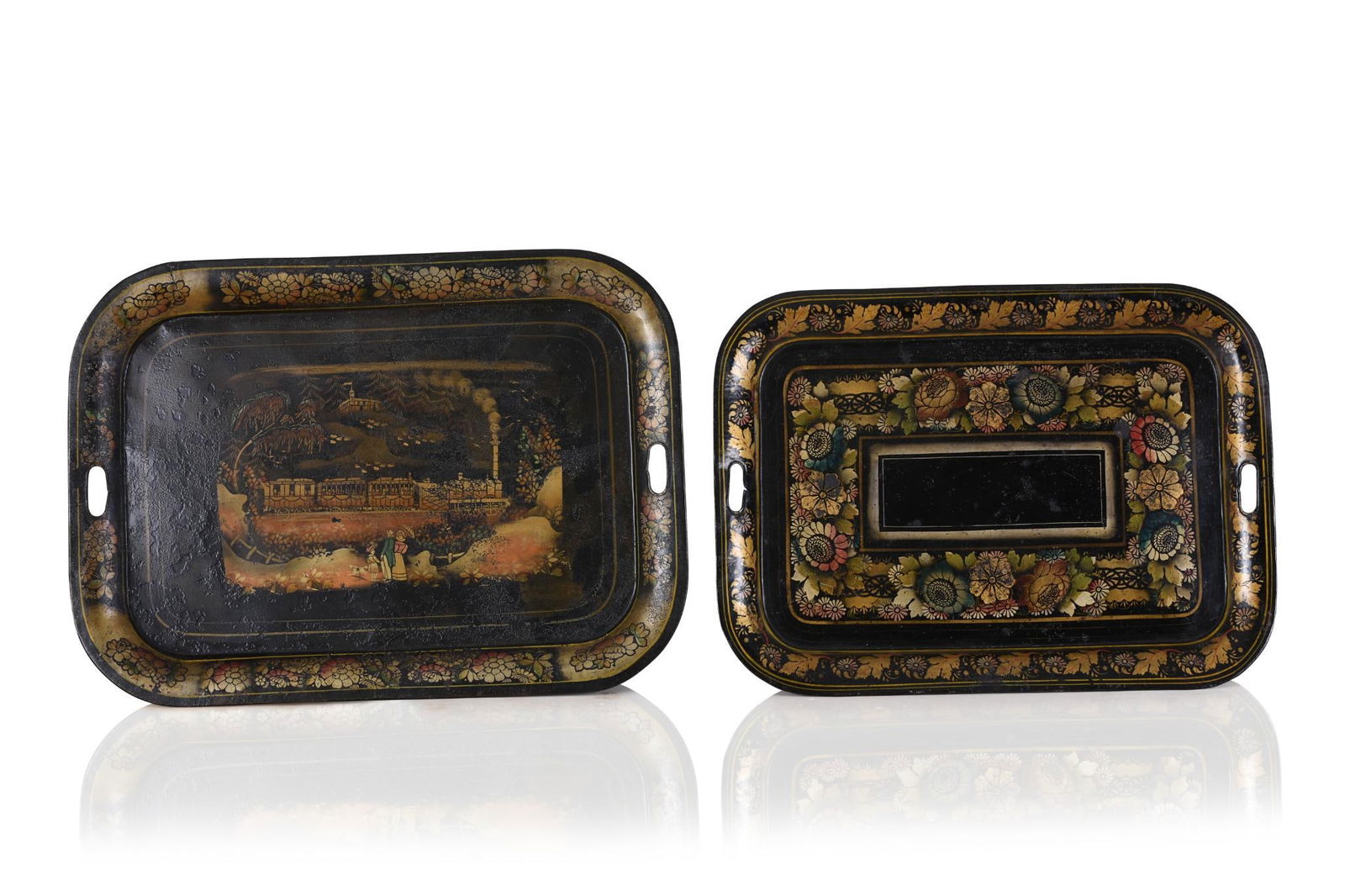 Two Painted Tin Trays. (1 of 3)