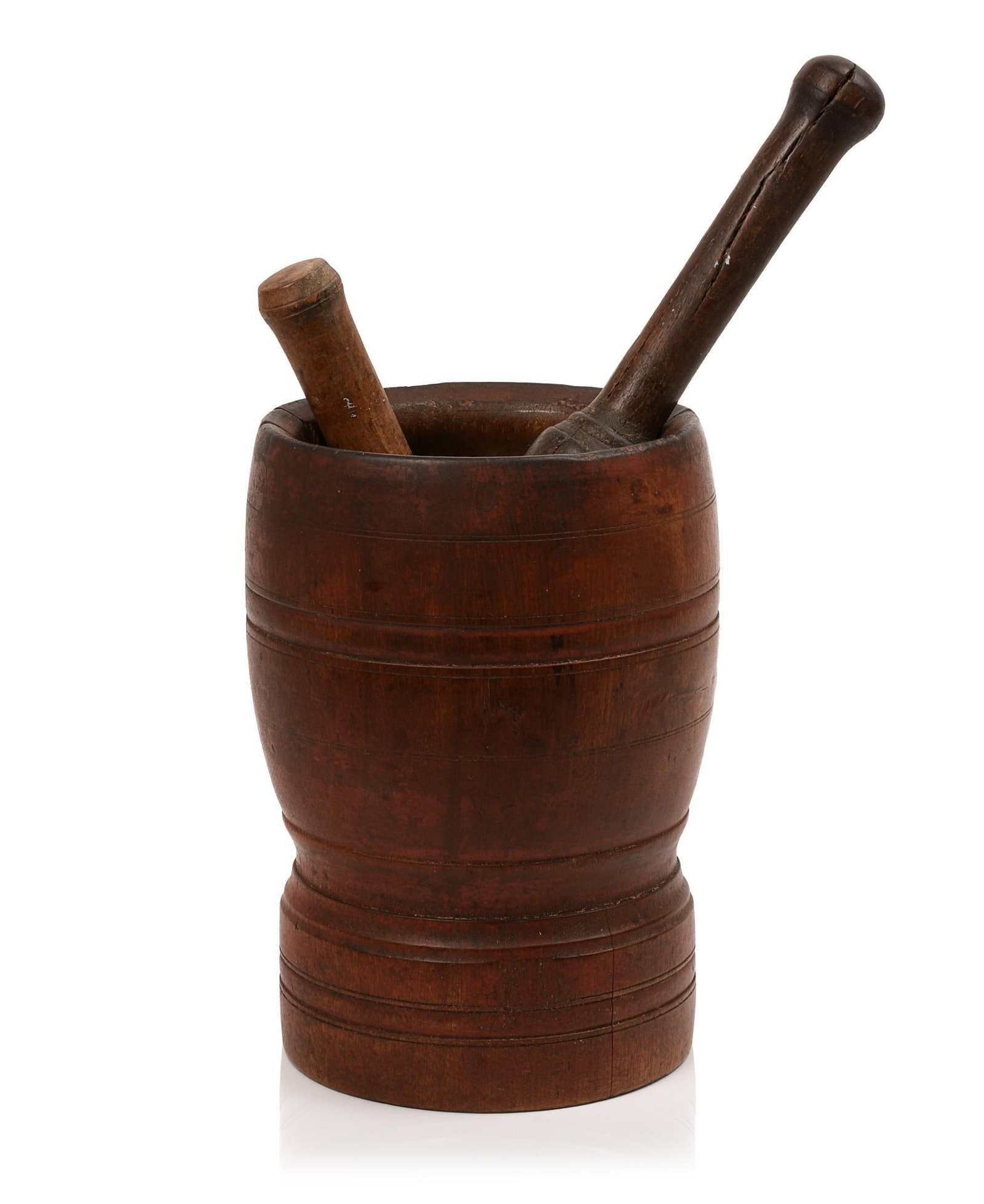 Turned Wood Mortar and Pestle.: Height of mortar 9 inches.