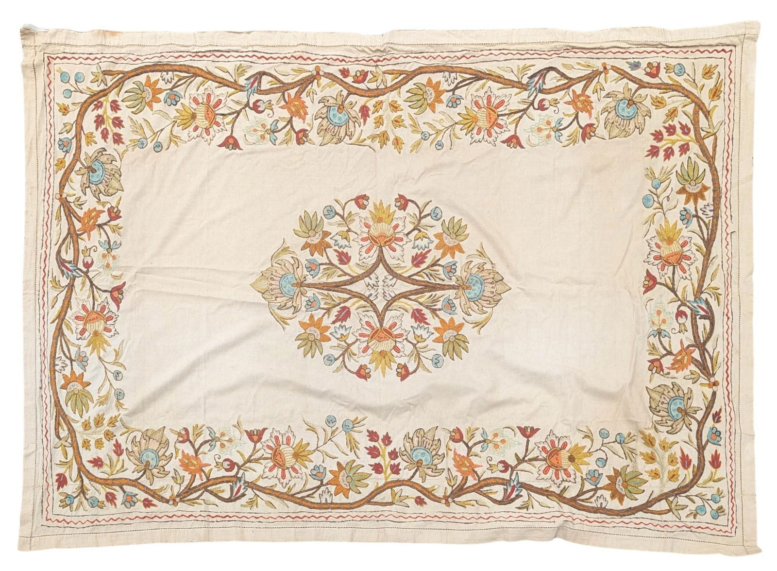 Large Floral Crewelwork Panel. (1 of 3)