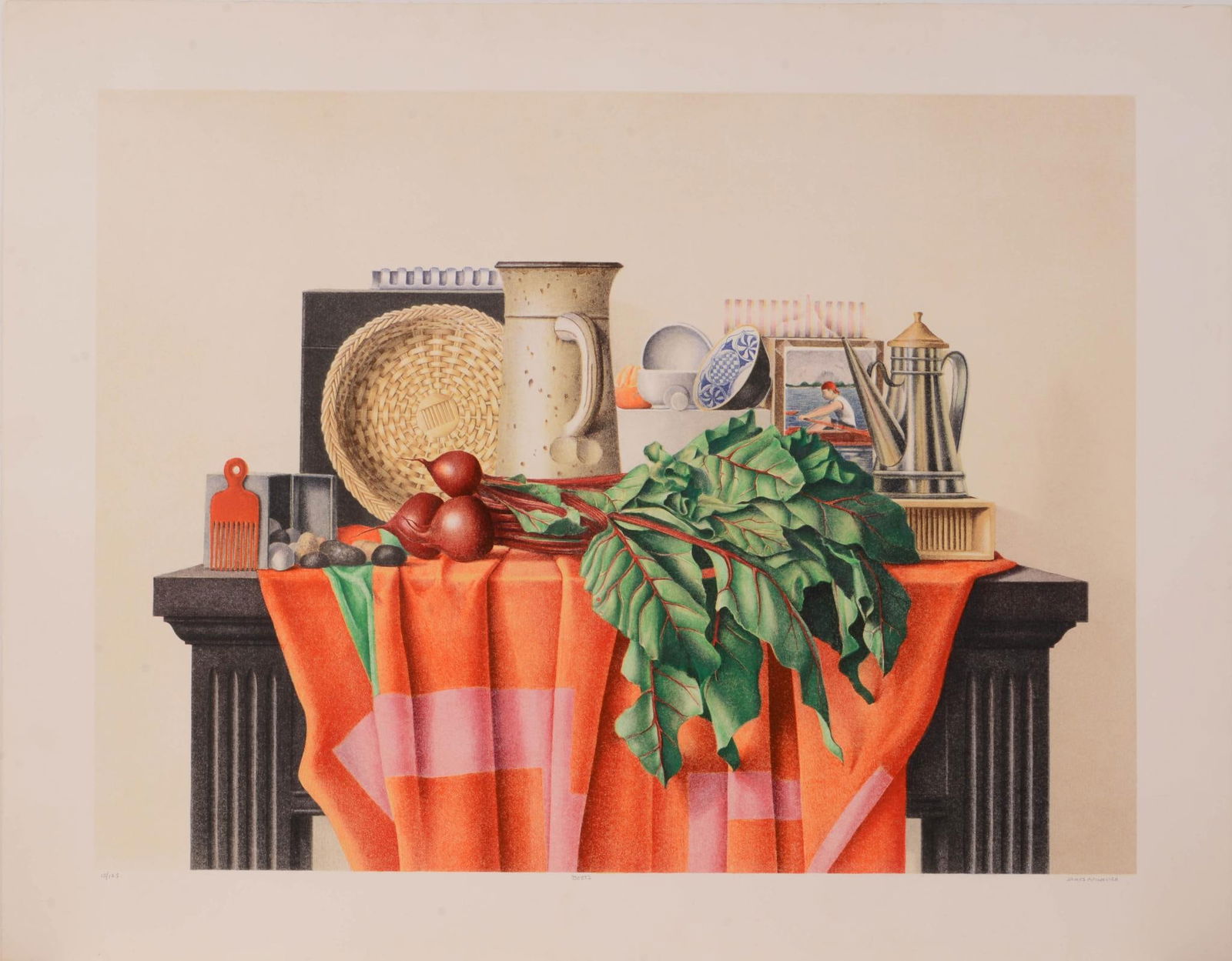 James Aponovich (Born 1948). Beets Lithograph.: Image 25.5 x 34 inches pencil signed titled and numbered. Sheet 31.5 x 40 inches.
