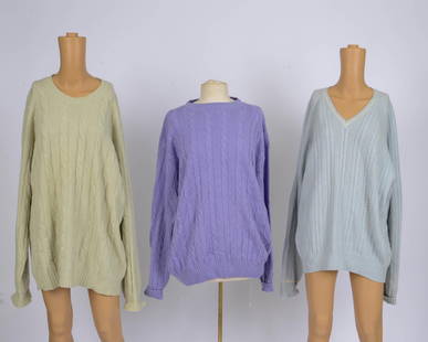 Five Loro Piana Cashmere Sweaters.: Sizes medium to large, all in good used condition, minor pilling, a few very small stains.