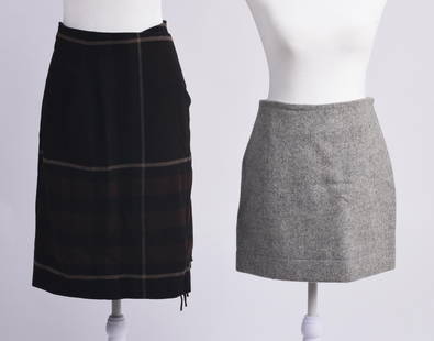 Five Designer Wool Pants and Skirts, Sizes 4-8: Sizes 4-8, two trousers, three skirts. Designers: Celine, Michael Kors, Ralph Lauren, Pauw, Atto. Small hole in Ralph Lauren skirt. CONDITION: These are used articles, and may exhibit minor stains,