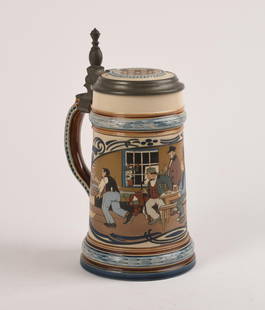 Mettlach Stein #2632: Height 9 inches, excellent condition.