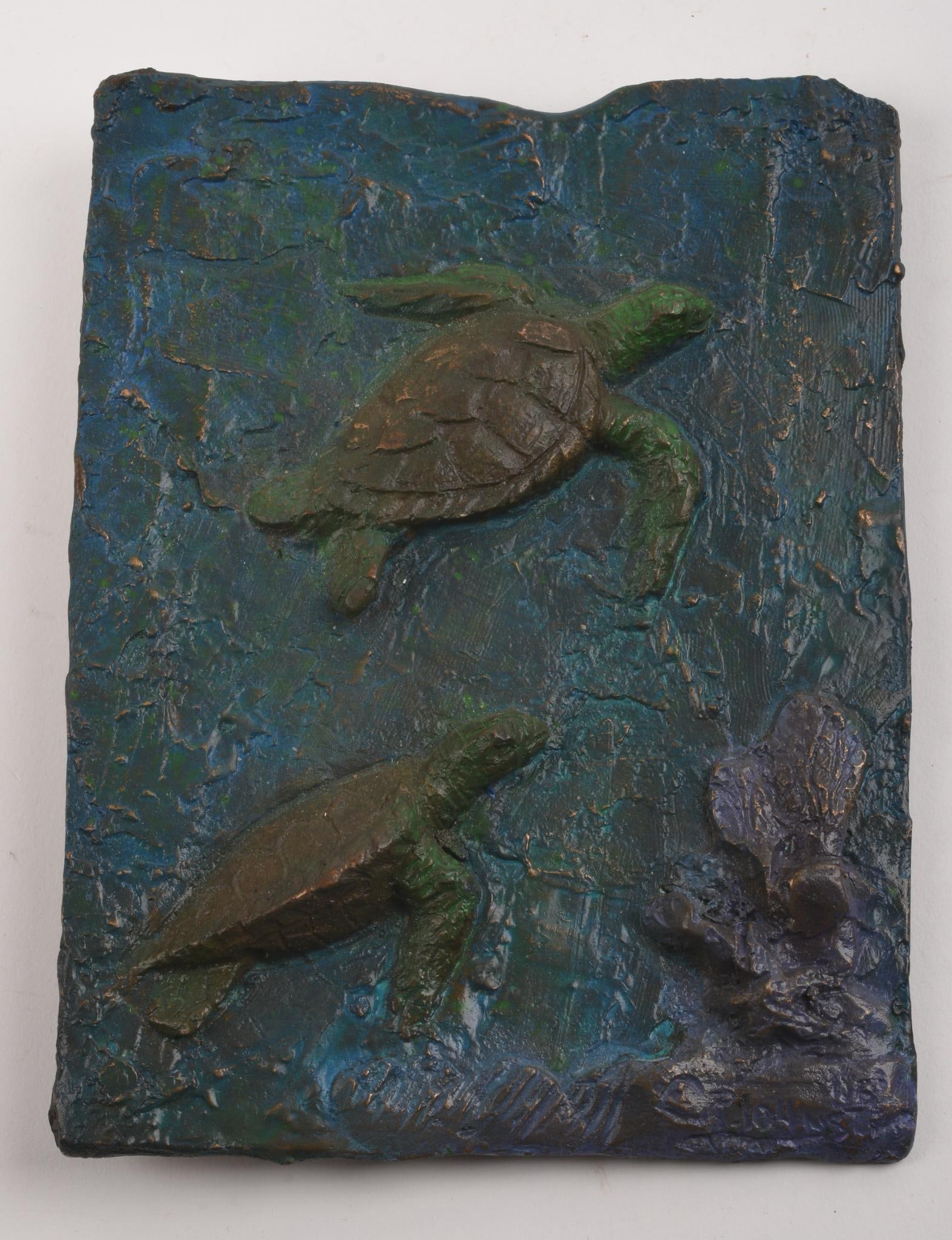 Peter Johnston Bronze Sea Turtle Plaque. (1 of 2)