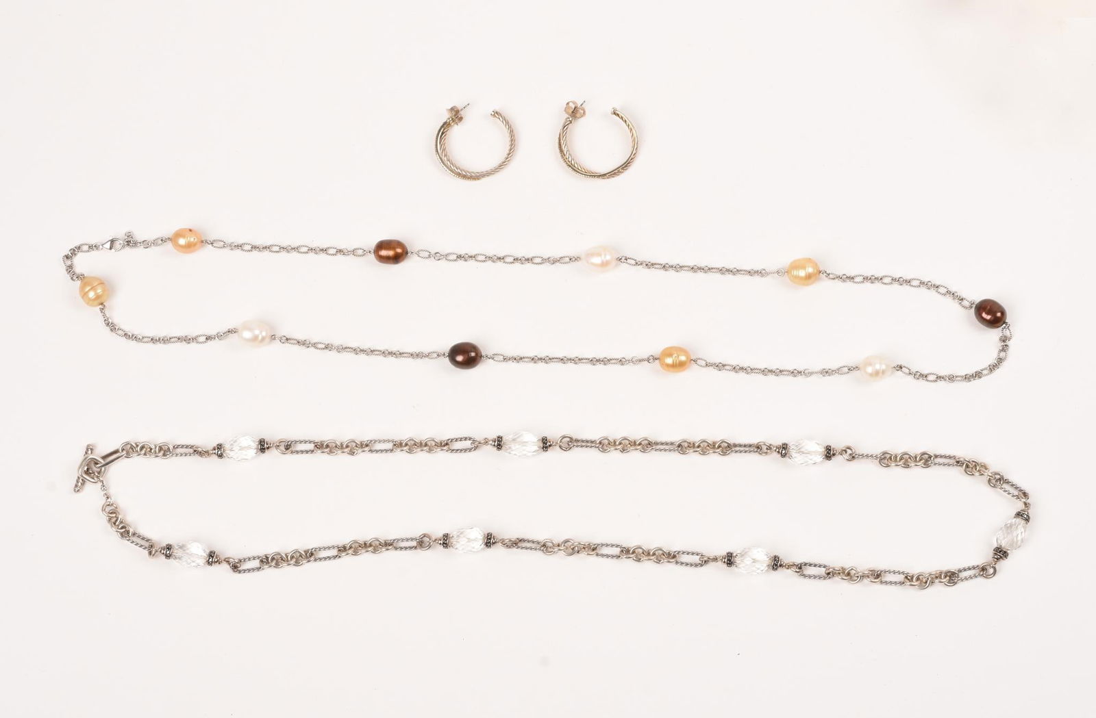 Pair of Sterling David Yurman Hoop Earrings (1 of 2)