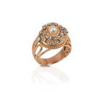 18K GOLD, PEARL AND DIAMOND COCKTAIL RING.