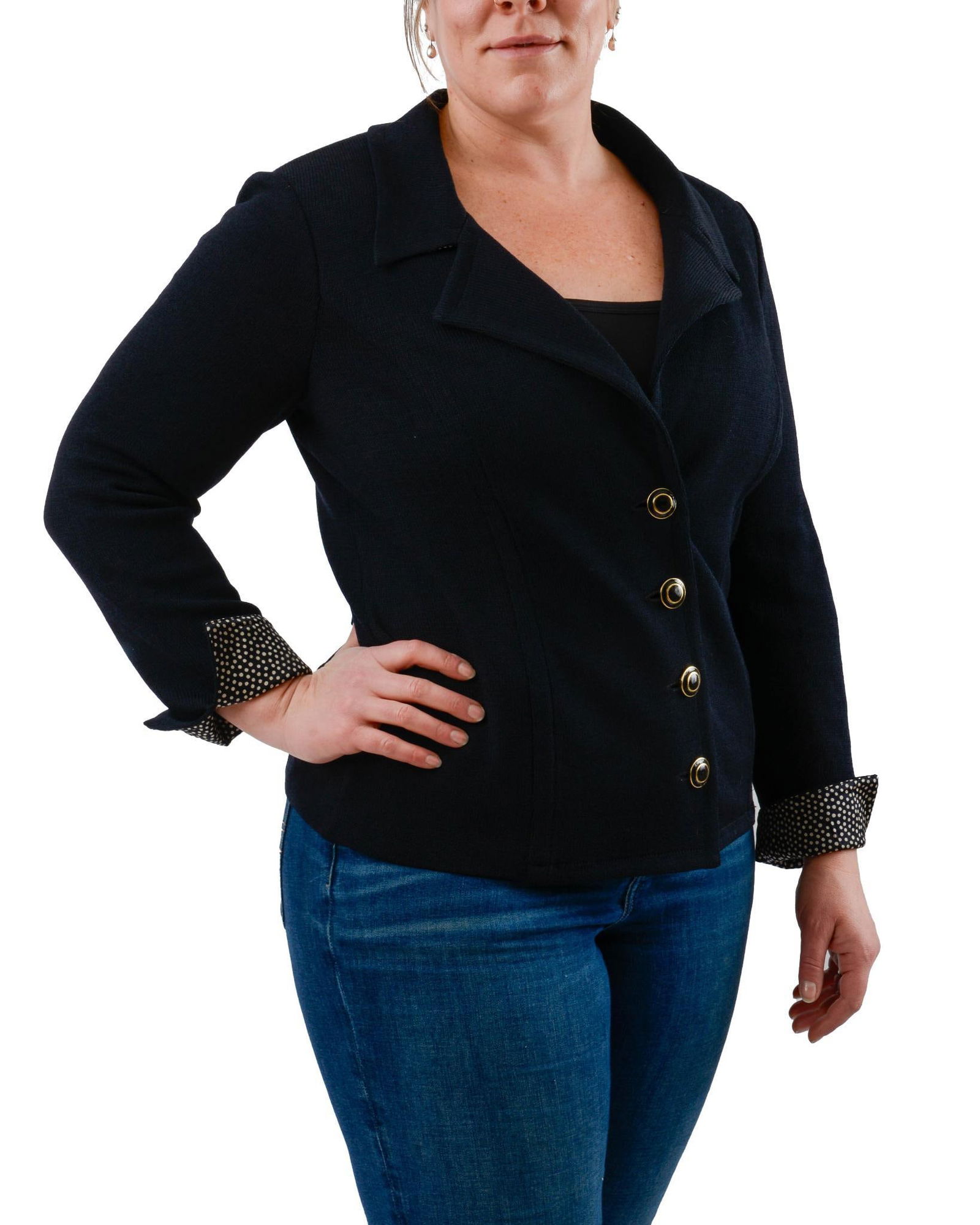 ST. JOHN COLLECTION KNIT MIDNIGHT BLUE JACKET. (1 of 9)