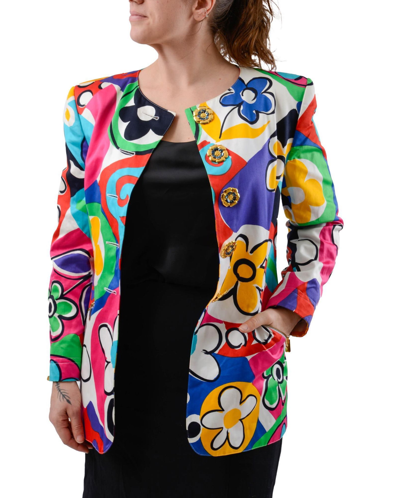 ESCADA FOR MARGERETHA JACKET IN BOLD COLORFUL FLORAL PRINTED FABRIC. (1 of 12)