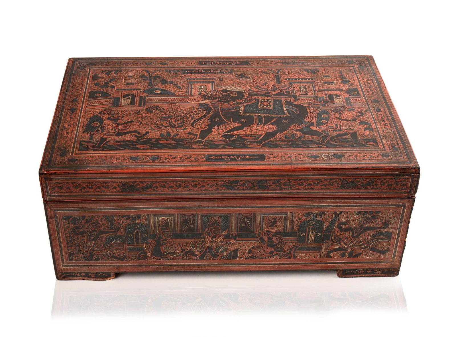 MIDDLE EASTERN RED LACQUERED BOX WITH LID (1 of 6)