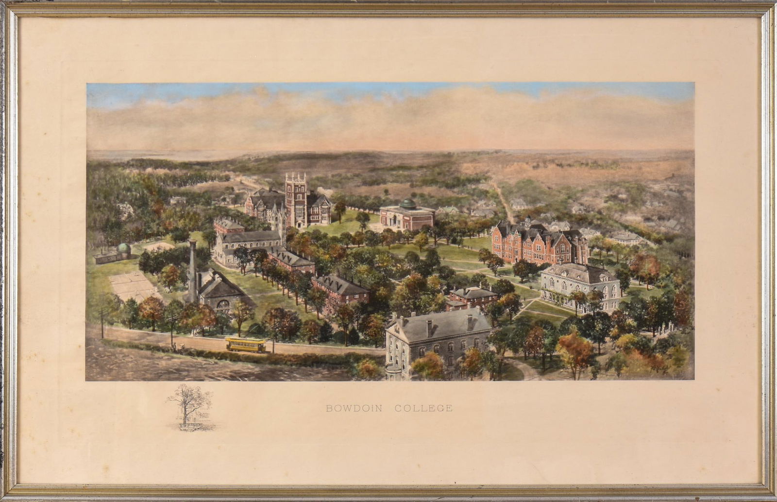 1907 BOWDOIN COLLEGE BIRDSEYE VIEW PRINT (1 of 2)
