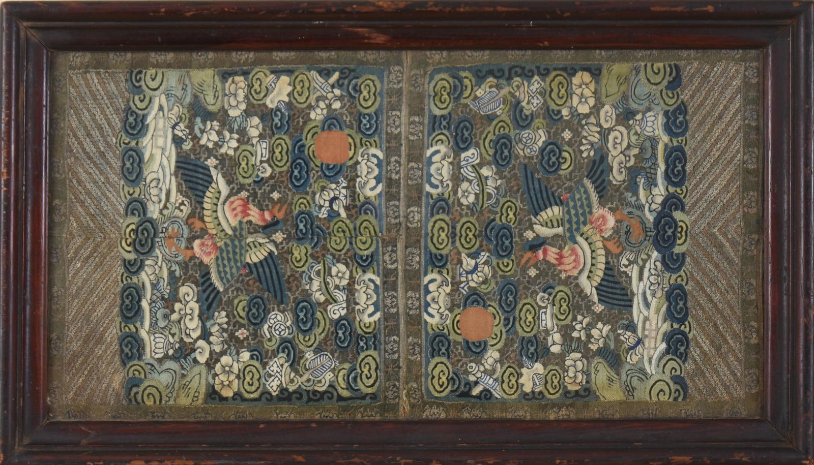 PAIR OF CHINESE EMBROIDERED SILK RANK BADGES (1 of 2)