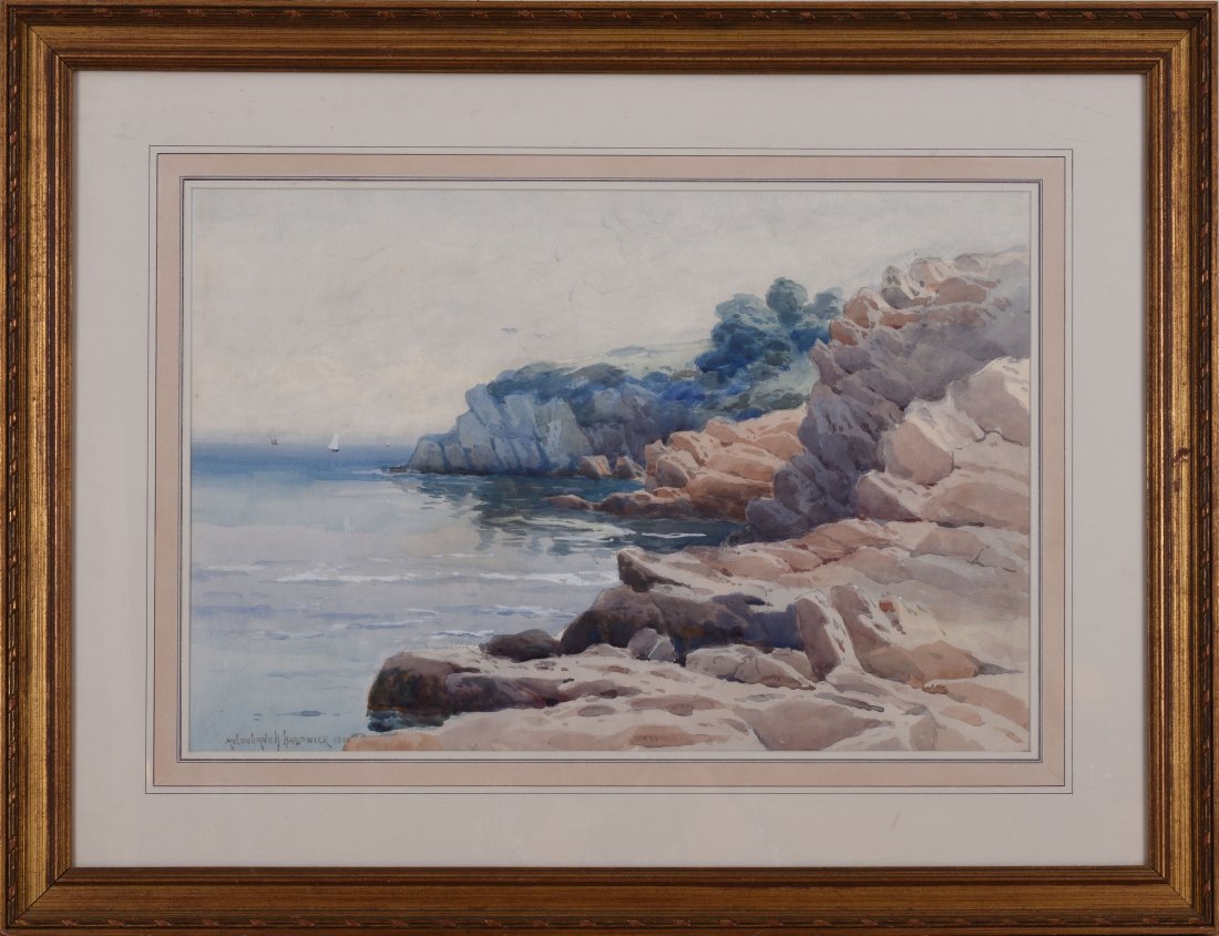 MELBOURNE HAVELOCK HARDWICK (1857 - 1916). ROCKY SHORE. (1 of 3)