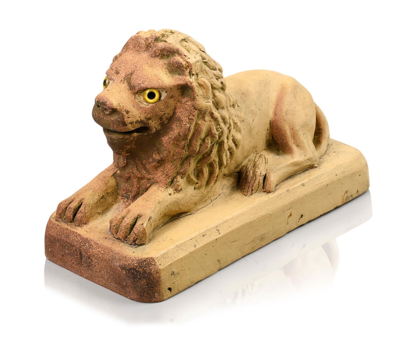 FOLK ART SEWER TILE LION FIGURE. (1 of 5)