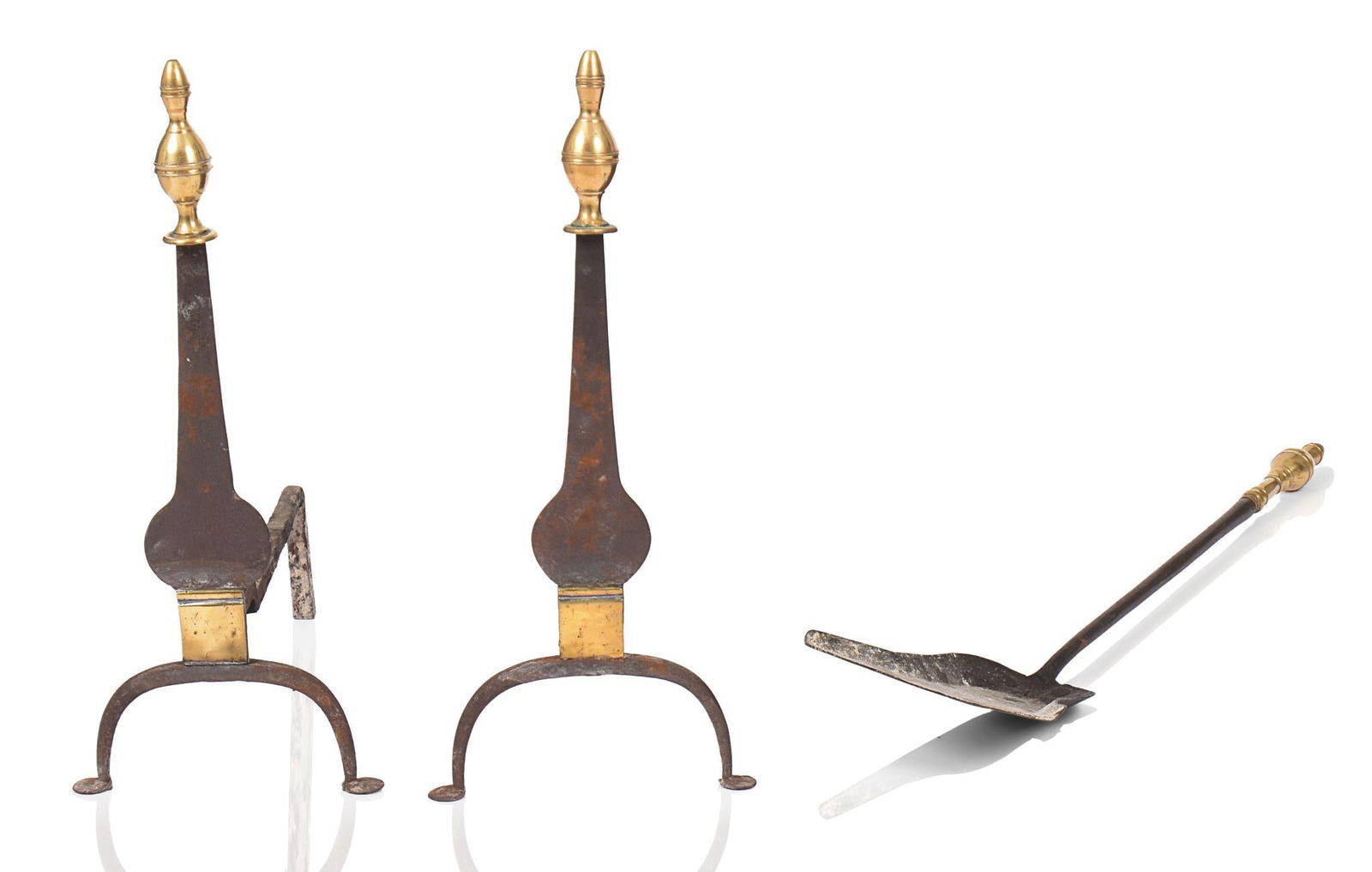 PAIR OF 18TH CENTURY KNIFE BLADE ANDIRONS. (1 of 2)