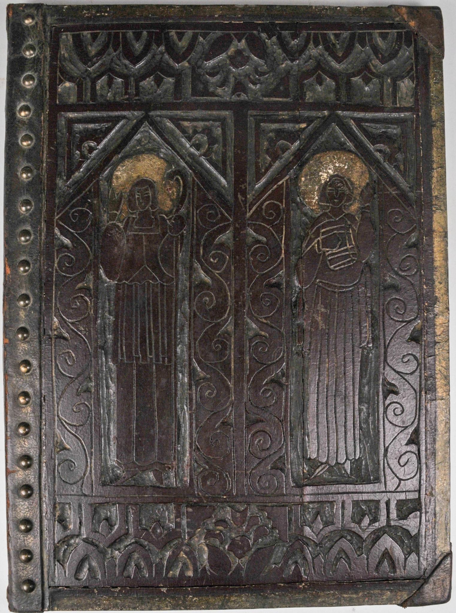 GOTHIC STYLE CARVED WOOD FOLIO COVER. (1 of 3)