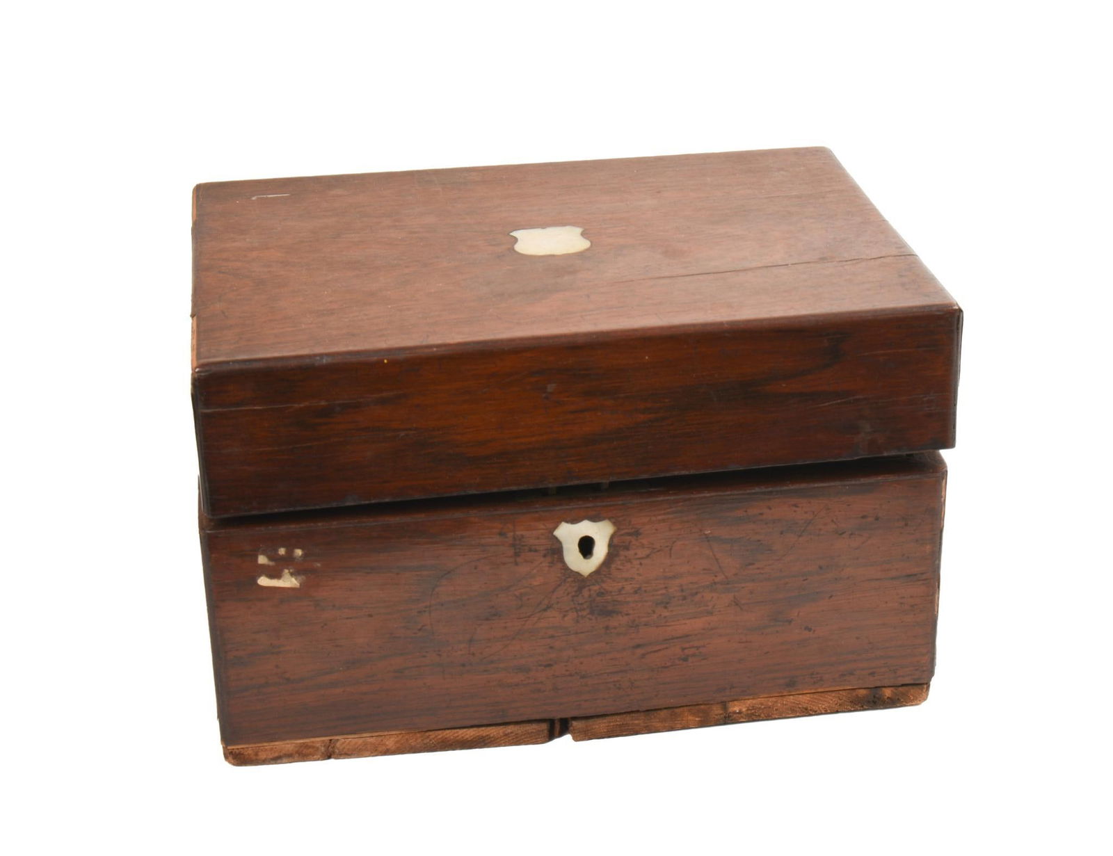 MAHOGANY APOTHECARY BOX WITH MOTHER OF PEARL INLAY (1 of 8)