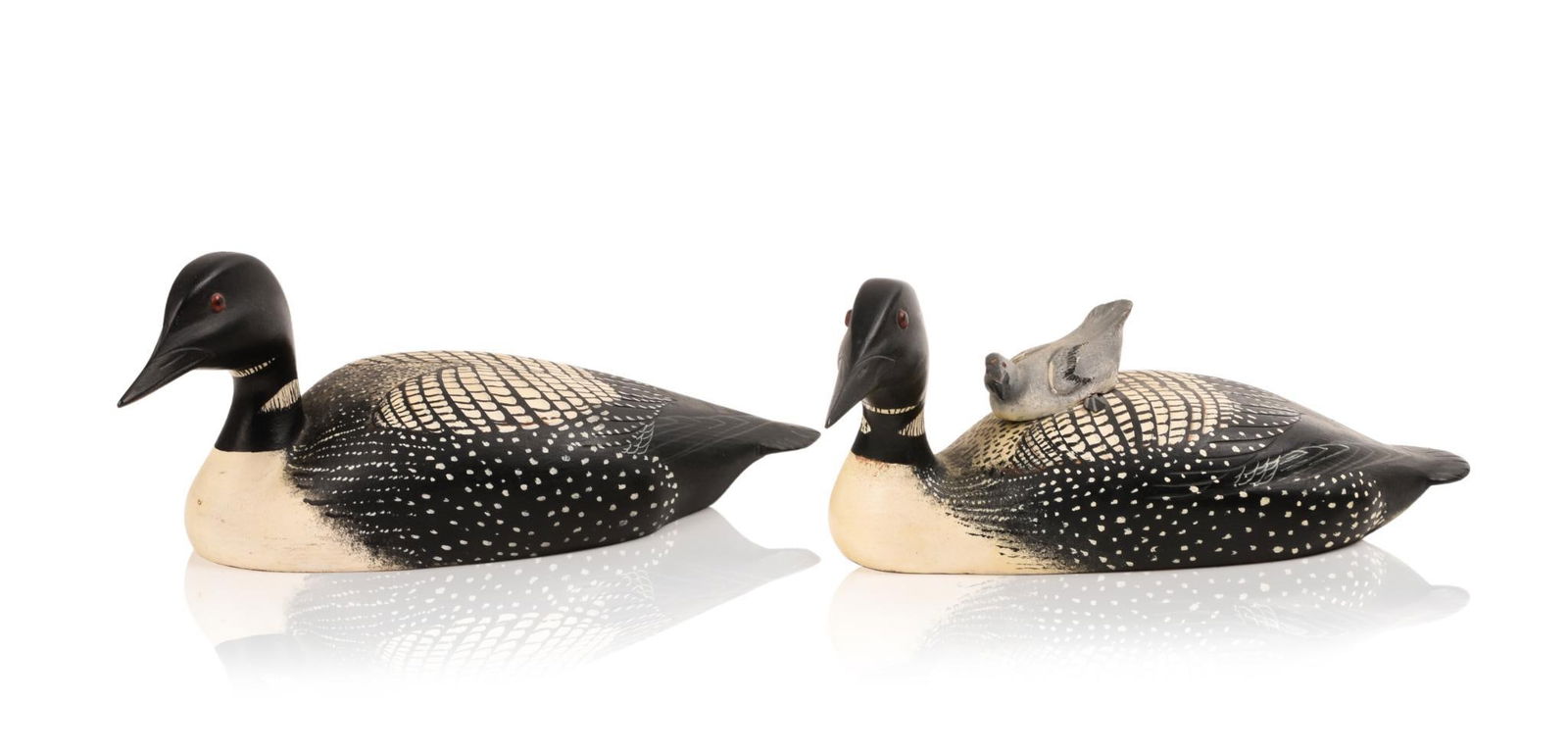 TWO CARVED WOODEN LOONS (1 of 5)