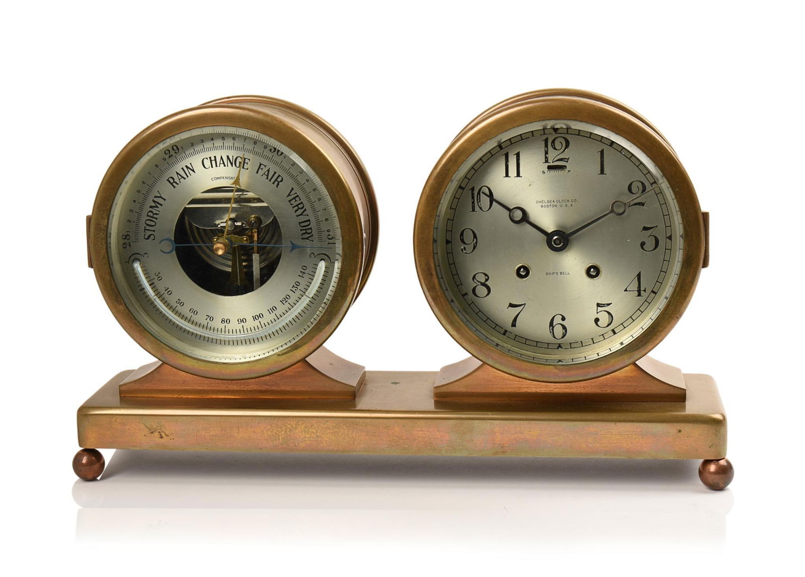 CHELSEA SHIP'S BELL CLOCK AND BAROMETER. (1 of 4)