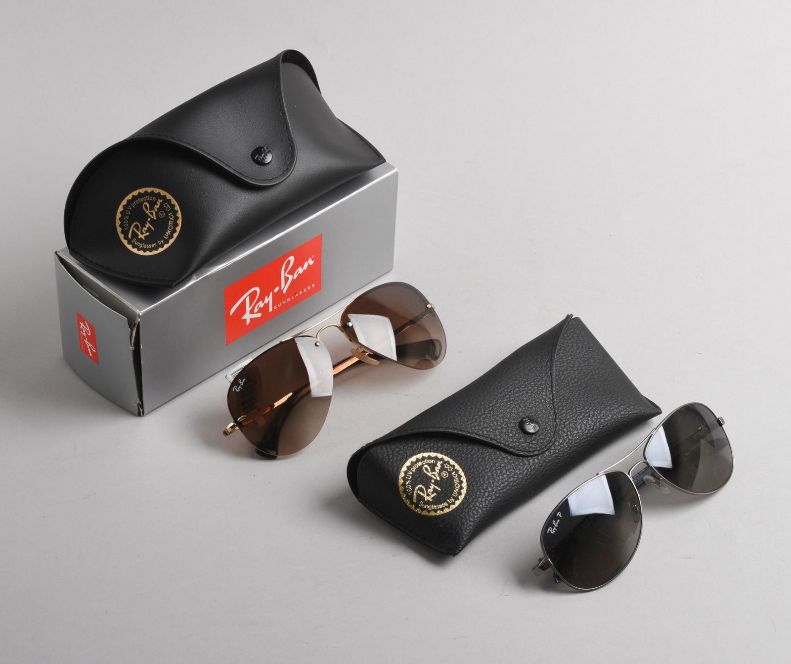 TWO PAIRS RAY-BAN AVIATOR SUNGLASSES. (1 of 6)
