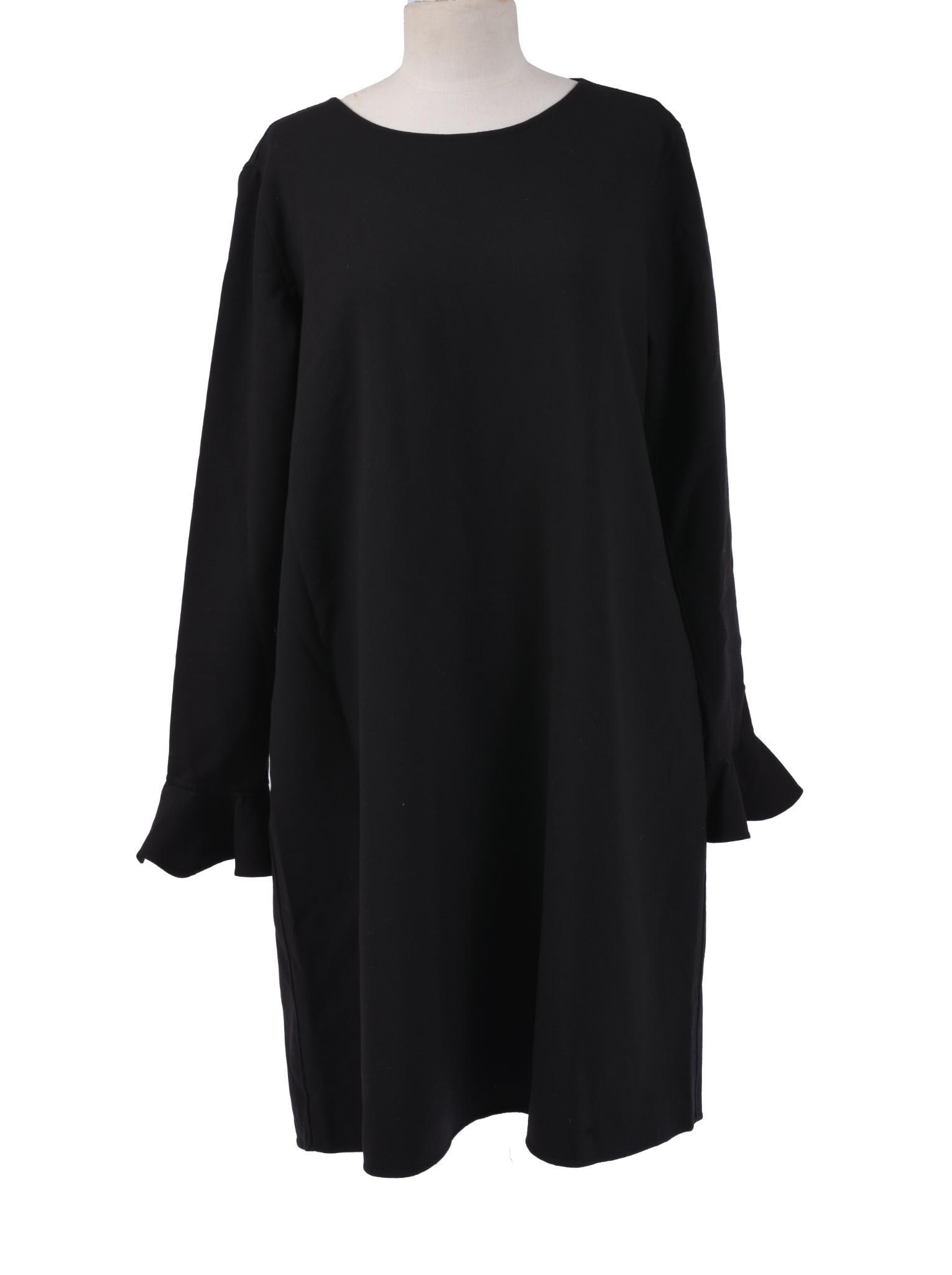 LORO PIANA ITALIAN KNIT BLACK WOOL STRETCH DRESS (1 of 4)