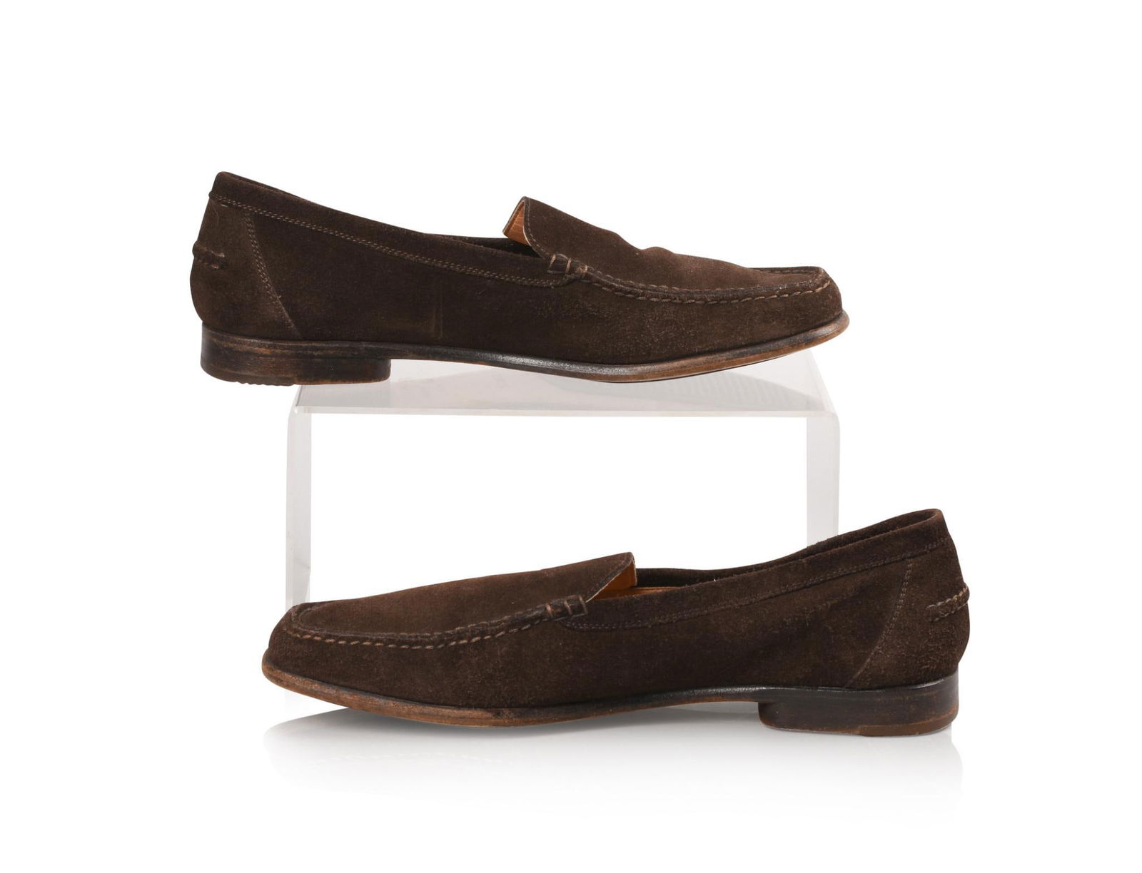 PAIR OF HERMES BROWN SUEDE LOAFERS SIZE 38 (1 of 4)