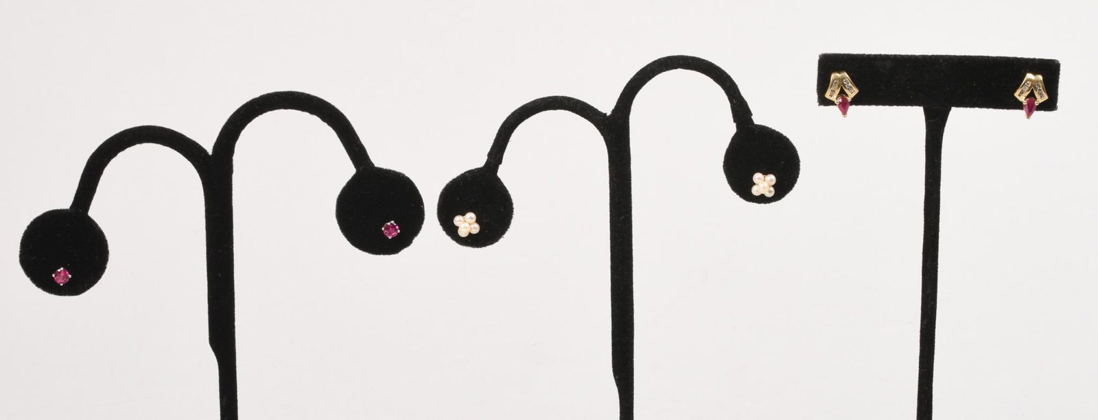 THREE PAIRS 14K STUD EARRINGS (1 of 5)