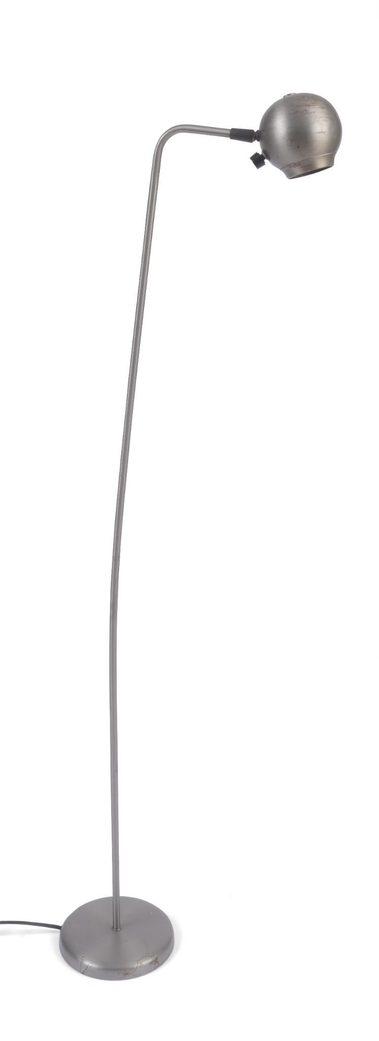 George Kovacs Atomic Eyeball Floor Lamp: In silver metal, height 49 inches, turns on