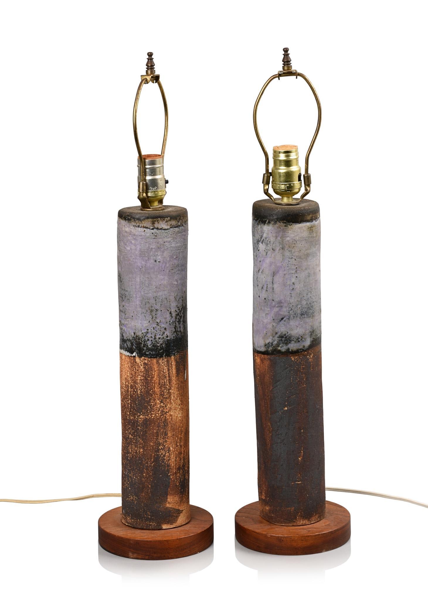 Pair of Mid Century Studio Pottery Lamps (1 of 3)