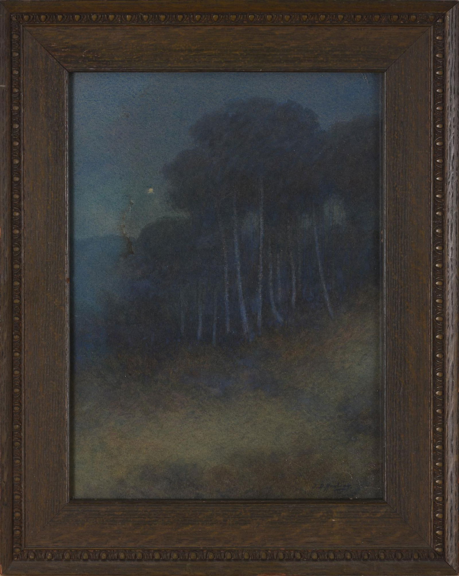 Arts & Crafts Nocturne Landscape Watercolor. (1 of 3)