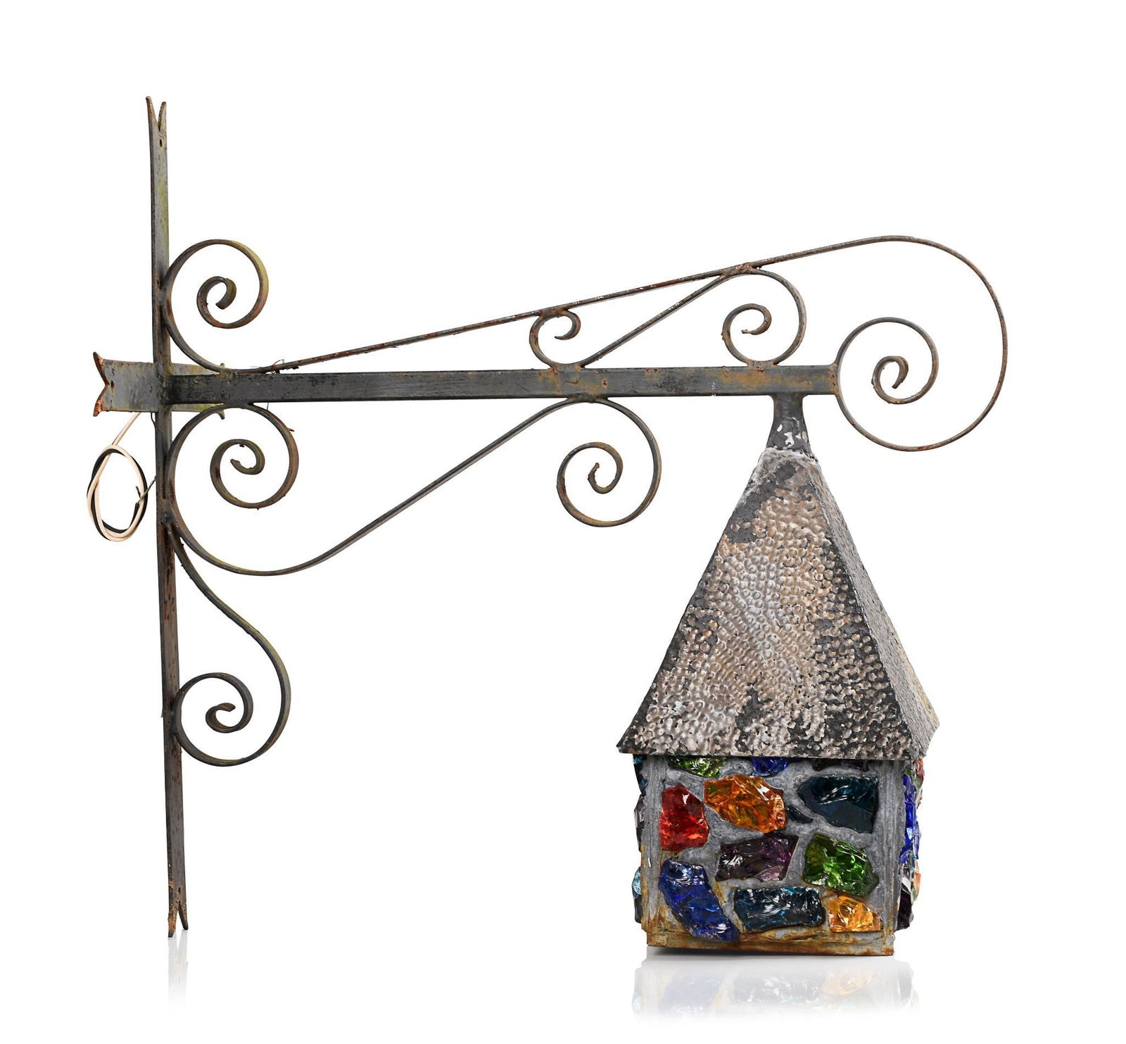 Wrought Iron and Glass Outdoor Lantern. (1 of 5)